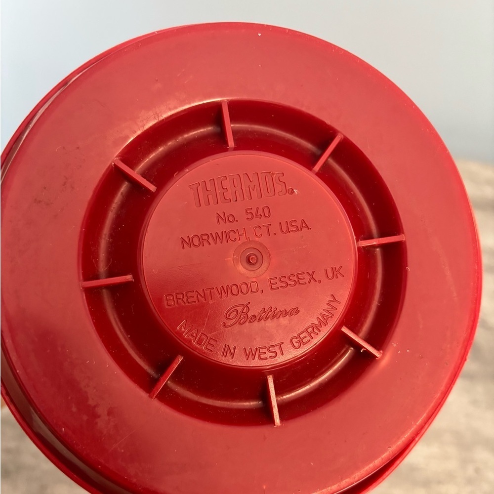 Vintage Thermos Bettina West Germany Coffee Butler Carafe Trees Red White~FLAWS - Picture 8 of 12